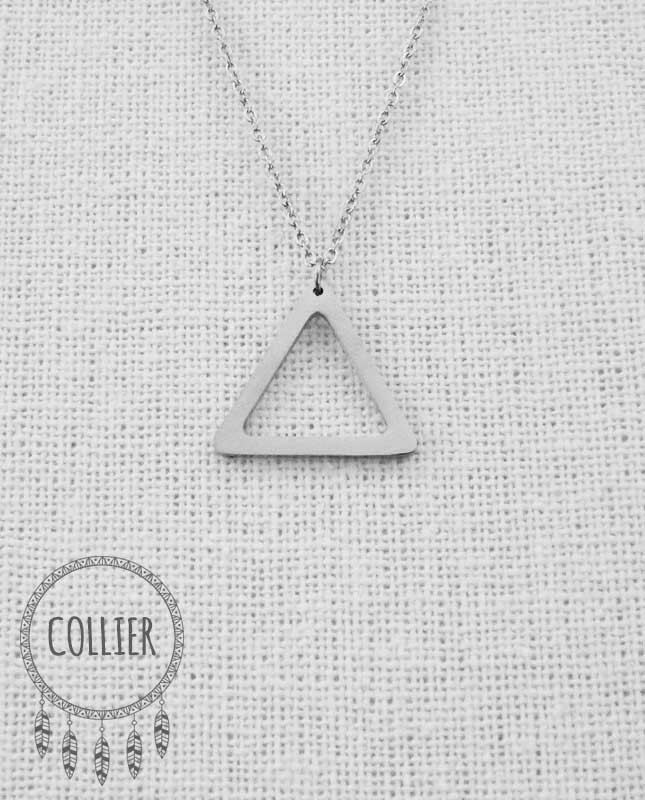 Collier acier inoxydable argenté Triangle