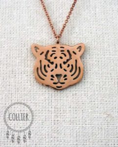 Collier acier inoxydable rosé Tête de tigre