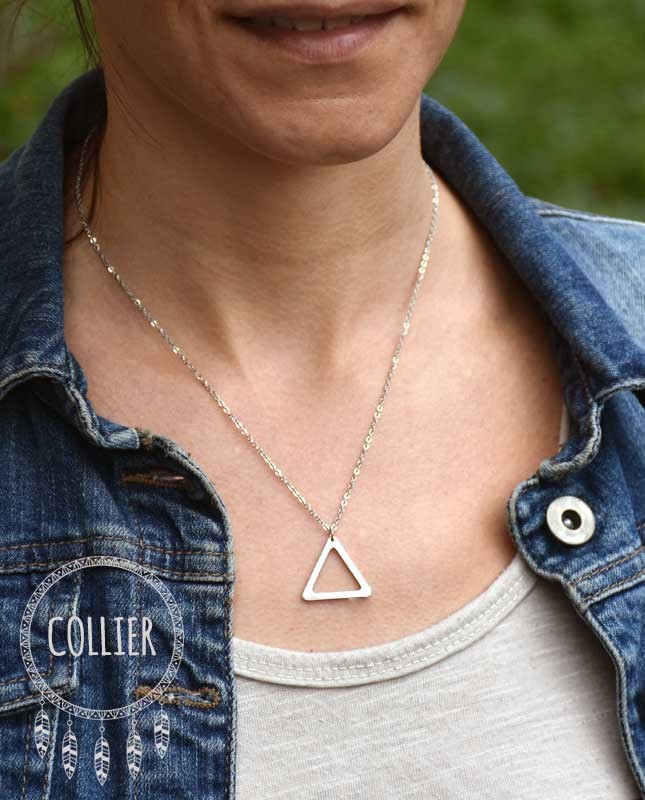 Collier acier argenté Triangle