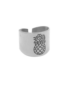 Bague acier inoxydable argenté Ananas