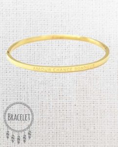 Bracelet acier inoxydable doré Amour Chance Bonheur